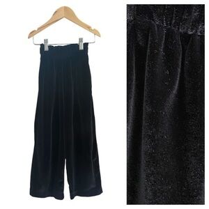 Zara Girls Black Velvet Wide Leg Pants